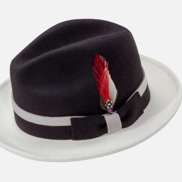 MONTIQUE BLACK CROWN,WHITE BRIM, GREY BAND - Picture 1 of 1